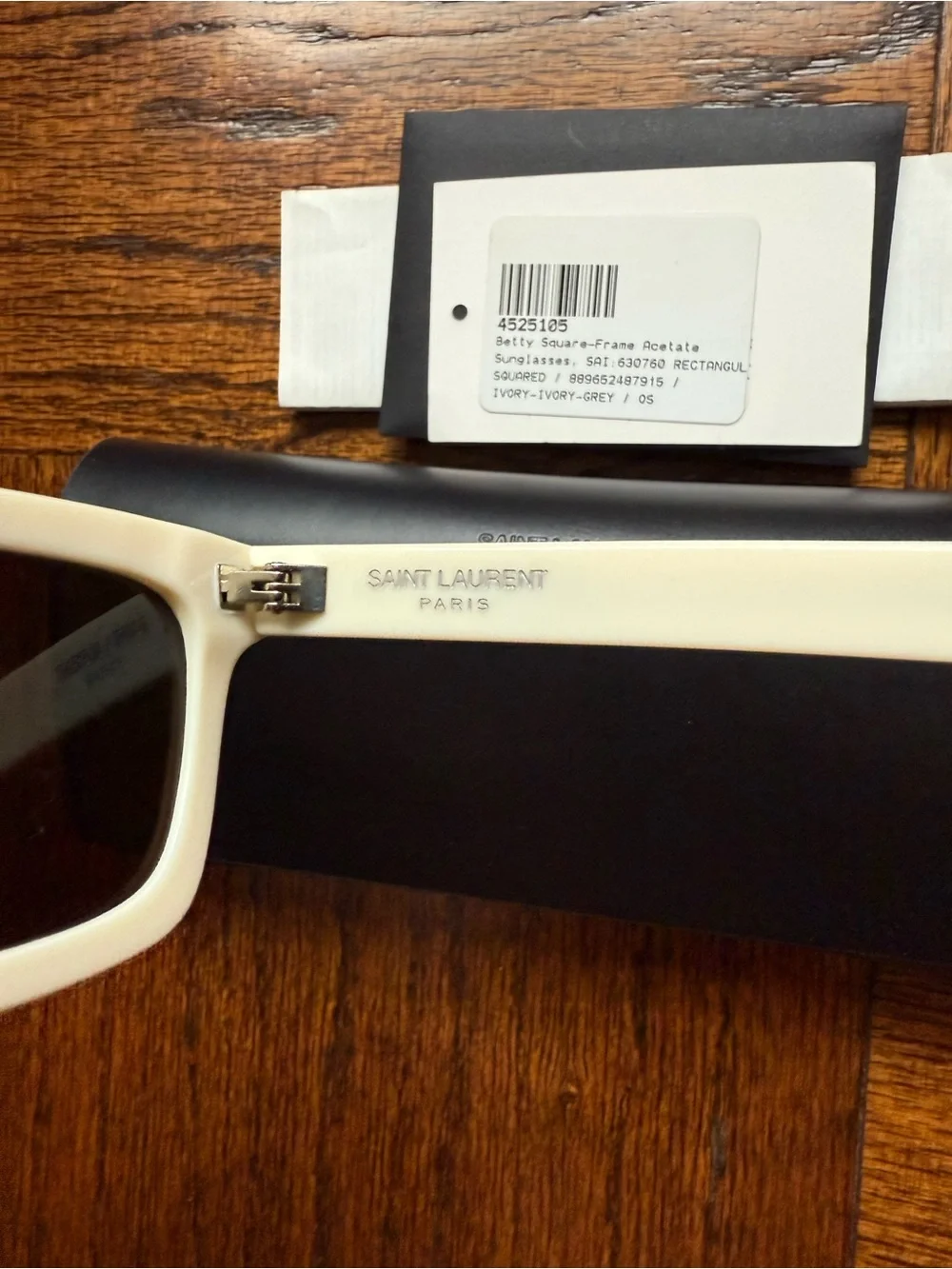 Saint Laurent Ivory Rectangular Sunglasses